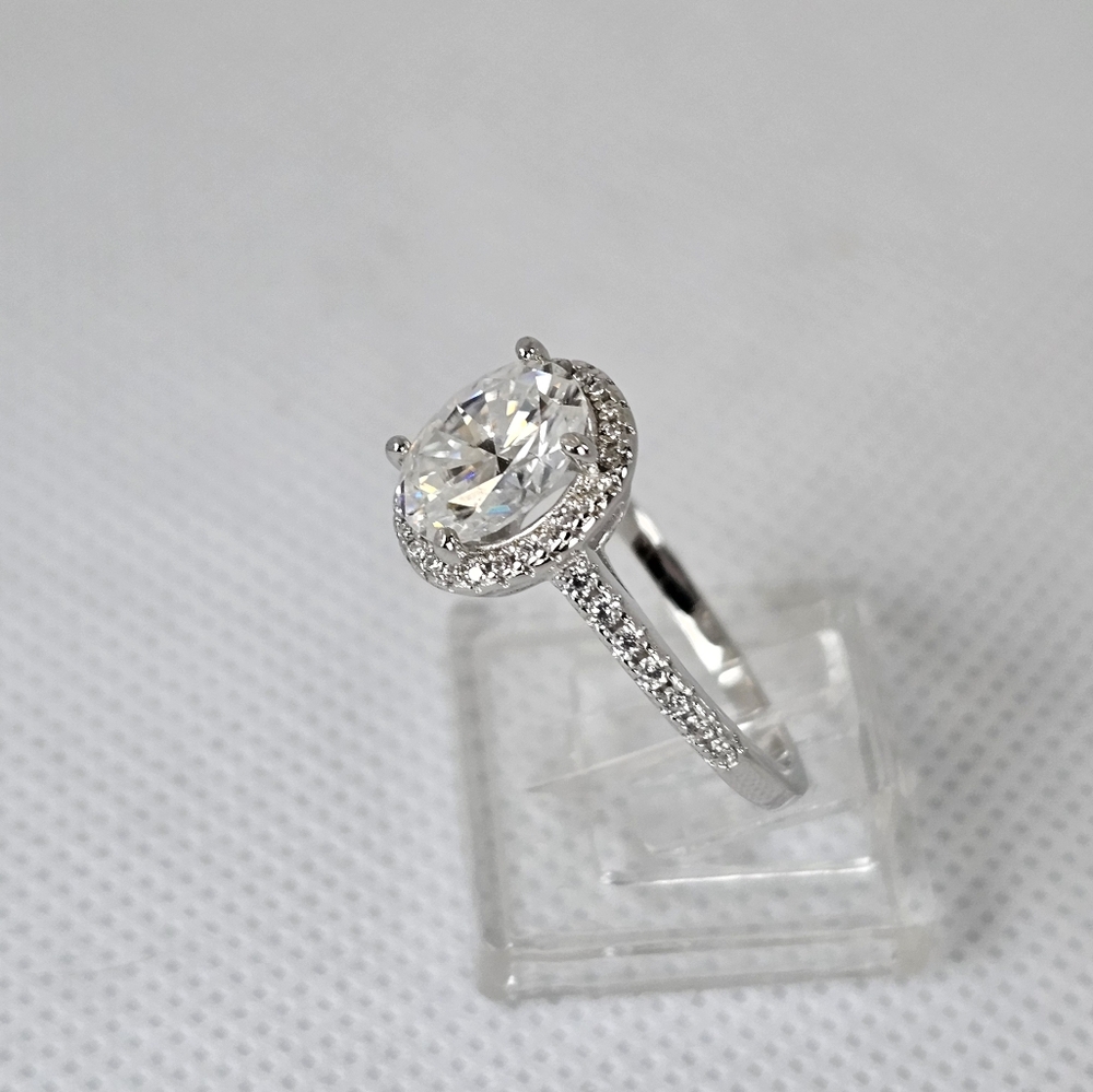 Certified GRA Moissanite Ring 18k White Gold over Sterling Silver Sz 8! … - Picture 13 of 17